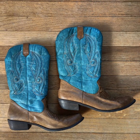 Coconuts by Matisse Blue and Brown cowboy western Boots - Picture 2 of 7